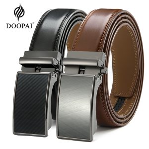 DOOPAI Mens Leather Belt Automatic Genuine Leather Belts Leisure Fashion Ratchet Belts for Men Pants Waistband Ремень