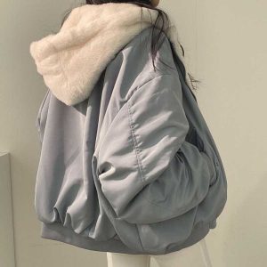 Winter Jacket New Korean Fashion Artificial Lambswool Reversible Jacket Women Harajuku Oversized Basic Winter Hoodie Coat Winter