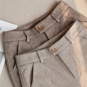 Woolen Pants Women's Harem Pencil Pants  Autumn Winter High Waisted Casual Suit Pants Office Lady Women Trousers